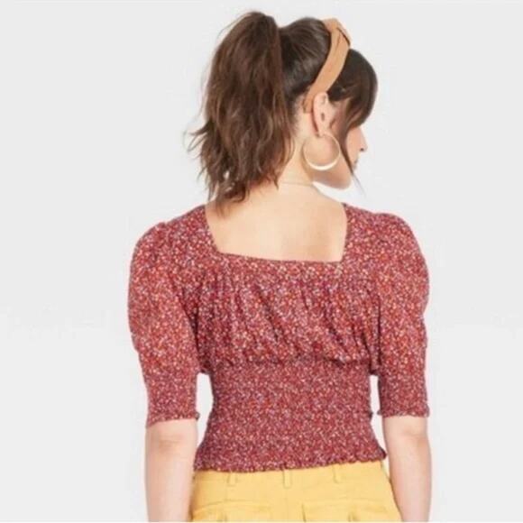 Like New! Universal Thread Floral Print 3/4 Sleeve Smocked Blouse- small - Picture 2 of 8